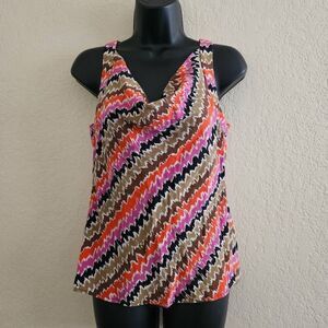 Trina Turk Silk Cowlneck Sleeveless Blouse